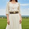 Zinc Zinc Alloy Ethnic Style Rivet Belt Y2K Disc PU Hollow Waistband Vintage Concho Wide Belt  Waist Seal
