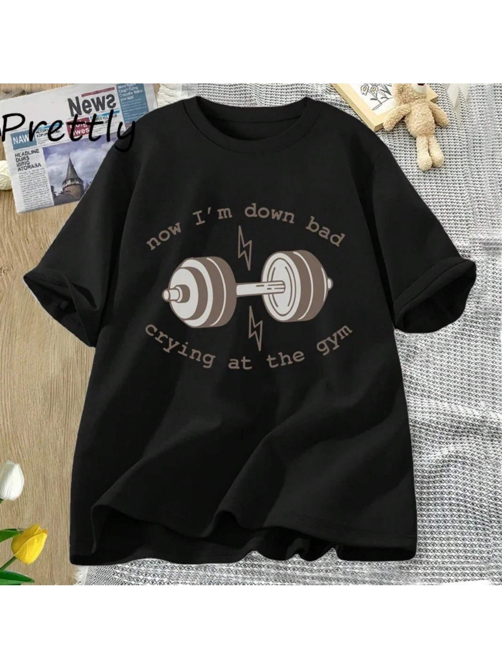 Now Down Bad Crying At The Gym Graphic T Shirts Wounisex Funny Workout Weightlifting Tshirt Short Sleeve Tee Wounisex Clothing S разноцветный