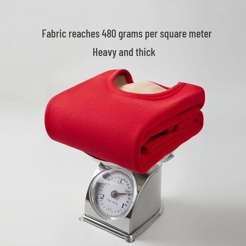 Threegun Women's Festive Wool Blend Thickened Round Neck Thermal Underwear Set