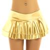 Women Low Rise Double Layered Ruffled Skirt Shiny Metallic Mini Skirt for Rave Party