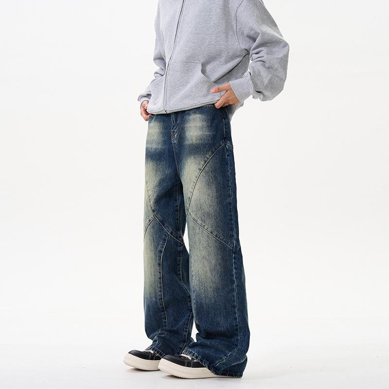 Retro Wash Gradient Jeans Men's Loose Wide-leg Pants