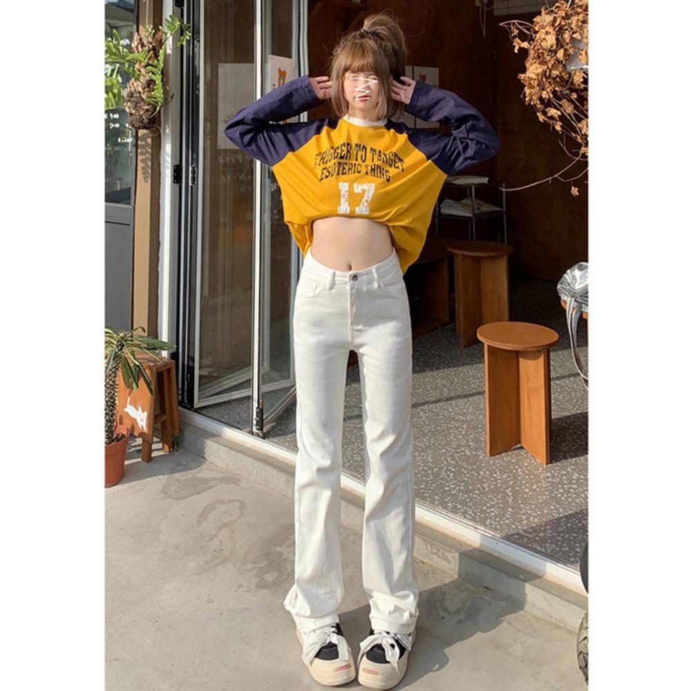 

Американский хай-стрит ретро с высокой талией маленькие прямые брюки универсальные джинсы прямого кроя женские 2025 осень и зима корейская версия для работы 2XL