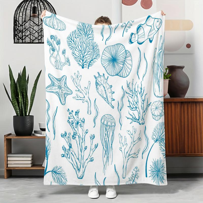 Blau-Weiß Gänseblümchen Gelbes Zentrum Wiederholung Flanelldecke Für Retro Schlafzimmer Dekor Leichte Plüsch Überwurfdecke Abdeckung