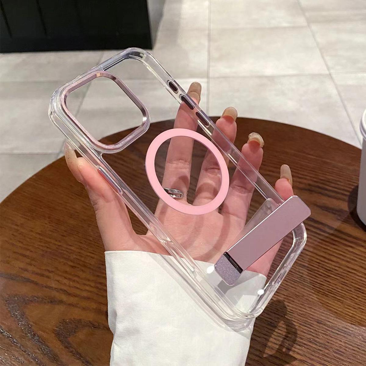 Crystal Clear Hardware Horizontal Bar Stand Magnetic for Apple Phone Case One-Word Stand for Apple Magnetic Phone Case Simple and High-End For  iPhone 11