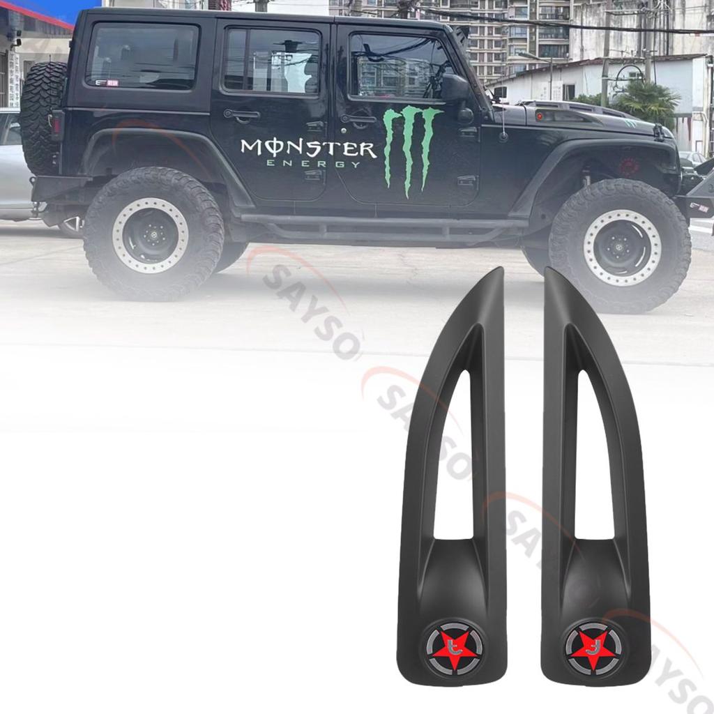 Pár krytů bočních větracích otvorů na kapotě ABS plastový lem s povrchovou úpravou karbonové vlákno matná černá pro Jeep Wrangler JK JKU Unlimited Rubicon 2007-20