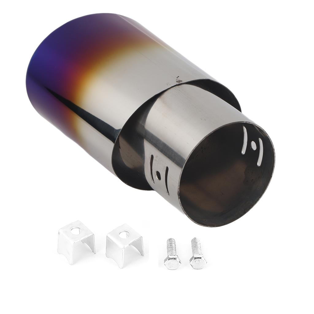 Stainless Steel Car Modified Exhaust Tip Muffler Pipe Rear Tail Throat Titanium Blue 62mm   2.4in