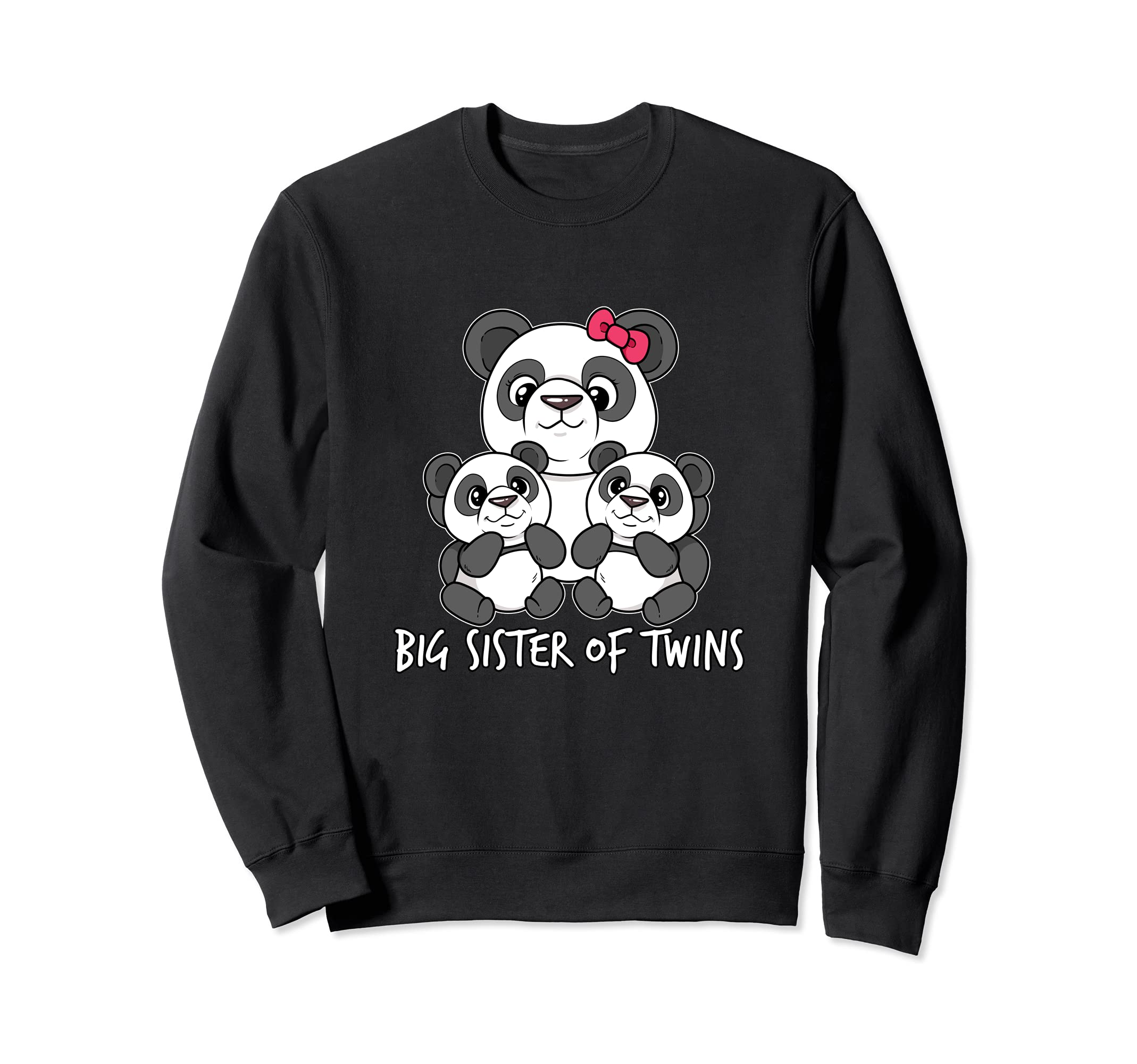 Cute Baby Panda Twins and Baby Teddy Bear Kids Sweatshirt чёрный