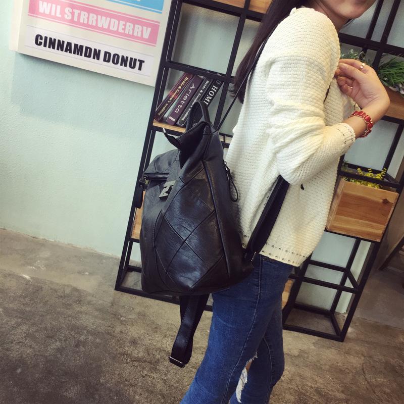 Johnature Fashion Backpack Women Soft Leather Large Capacity Travel Bag Versatile Solid Color Casual Student Schoolbag