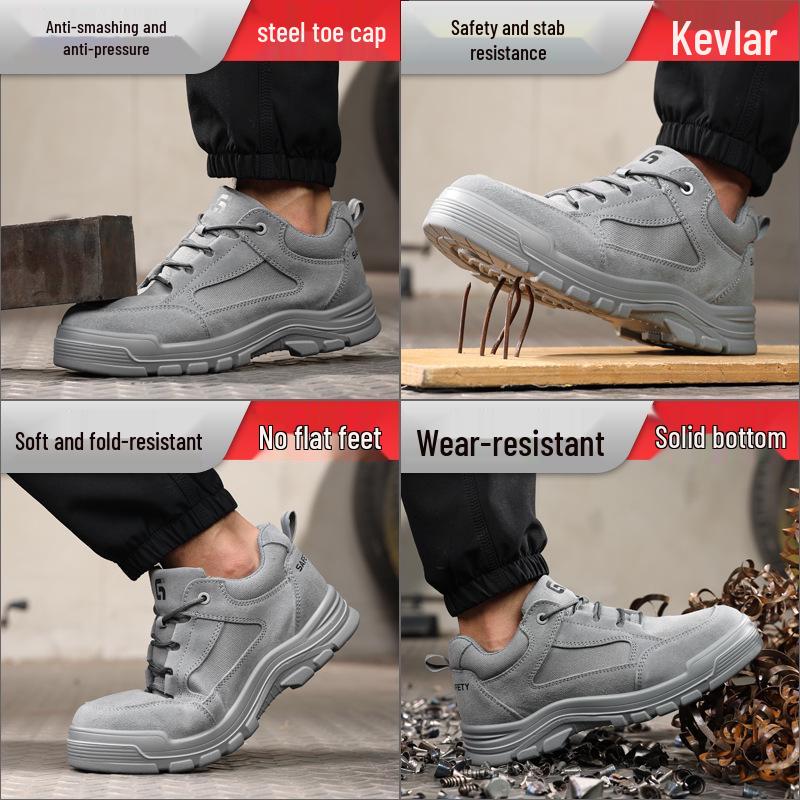 Men's Safety Shoes: Anti-Smash, Anti-Puncture, 4.0MM Kevlar, Comfortable & Lightweight Protection Footwear