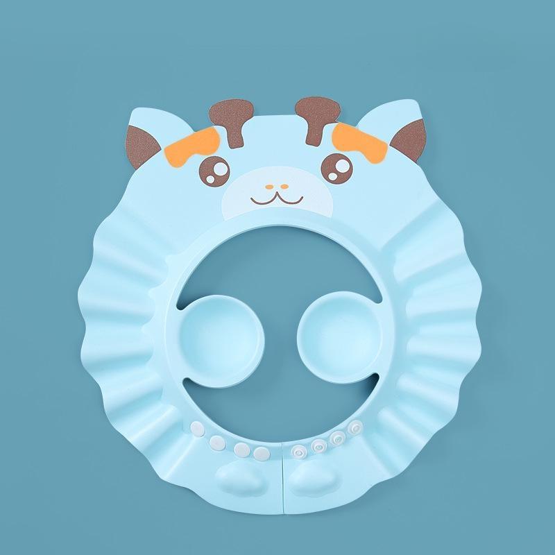 

1 шт. Детская шапочка для душа с защитой ушей, водонепроницаемый козырек, регулируемый козырек для мытья волос, ванна, душ, защитный козырек 1PCS синий