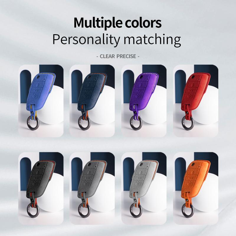 Interior Mouldings Car Key Case Alcantara Keychain For VW Volkswagen Golf 7 MK7 Tiguan MK2 Passat Sagitar Cover Shell Auto Inter