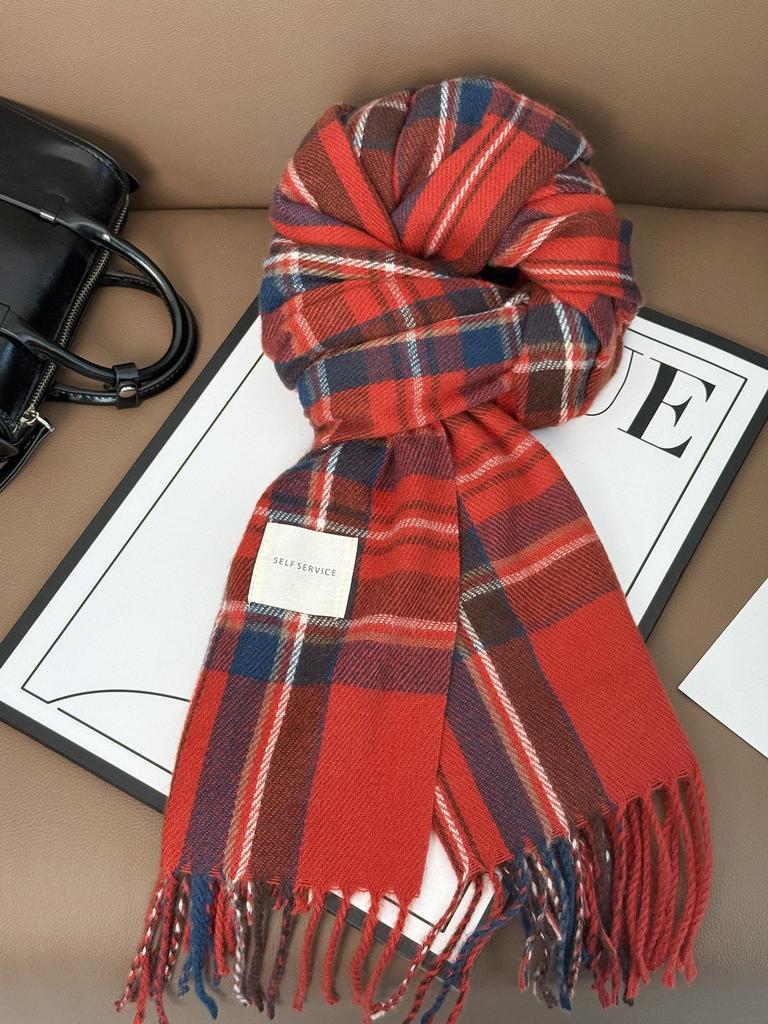 Women's Korean Style Plaid Scarf 2025 - High-End, Versatile Shawl & Neck Warmer for Winter