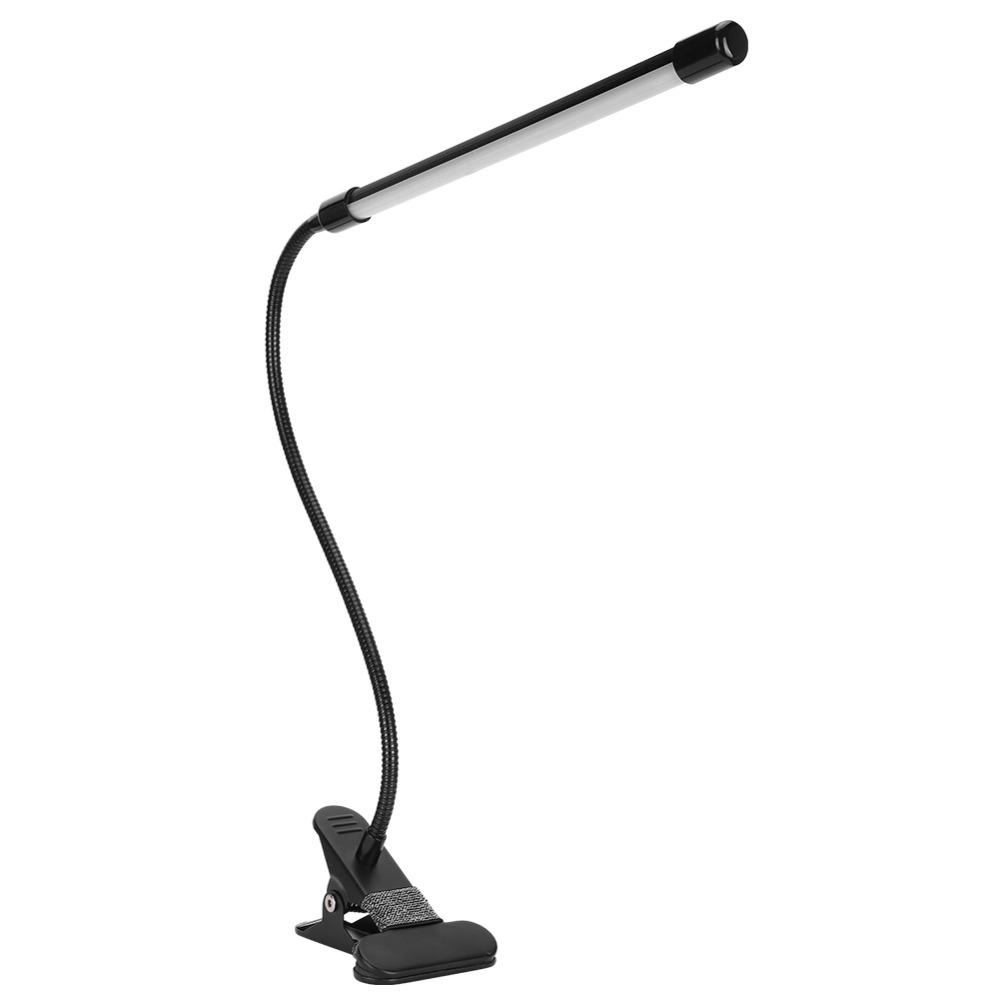 5W LED Table Light Black Desk Lamp Eye-Caring LED Clip Reading Light Makeup