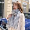 Black and White Houndstooth Plaid Scarf for Women Winter Warm Korean Version Versatile Long Imitation Cashmere Scarf Shawl Dual Use