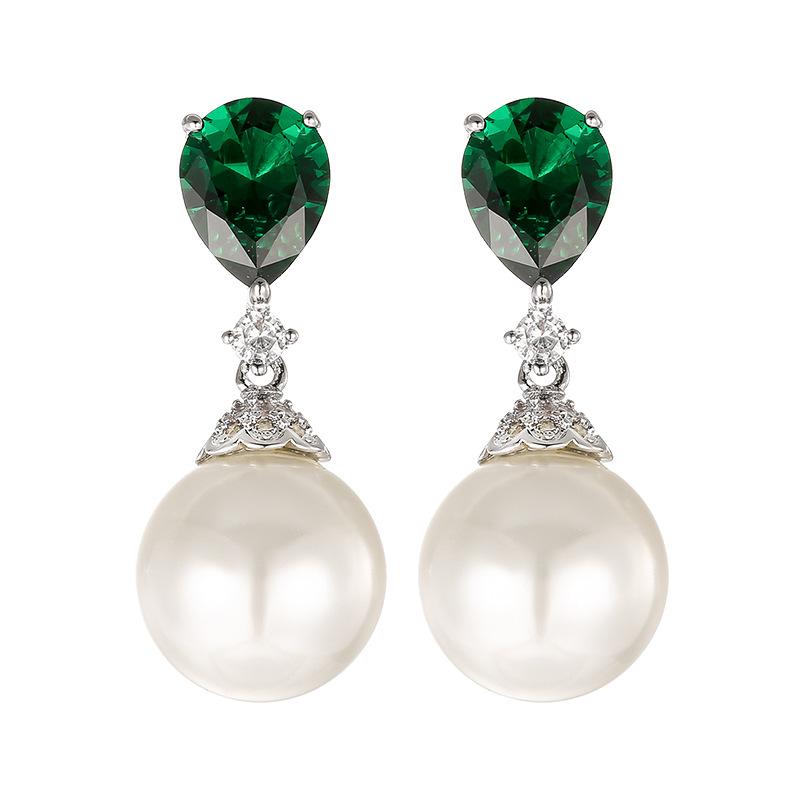 Jewelry Earrings S925 Silver Needle Pearl Ruby Light Luxury Women's Fashion