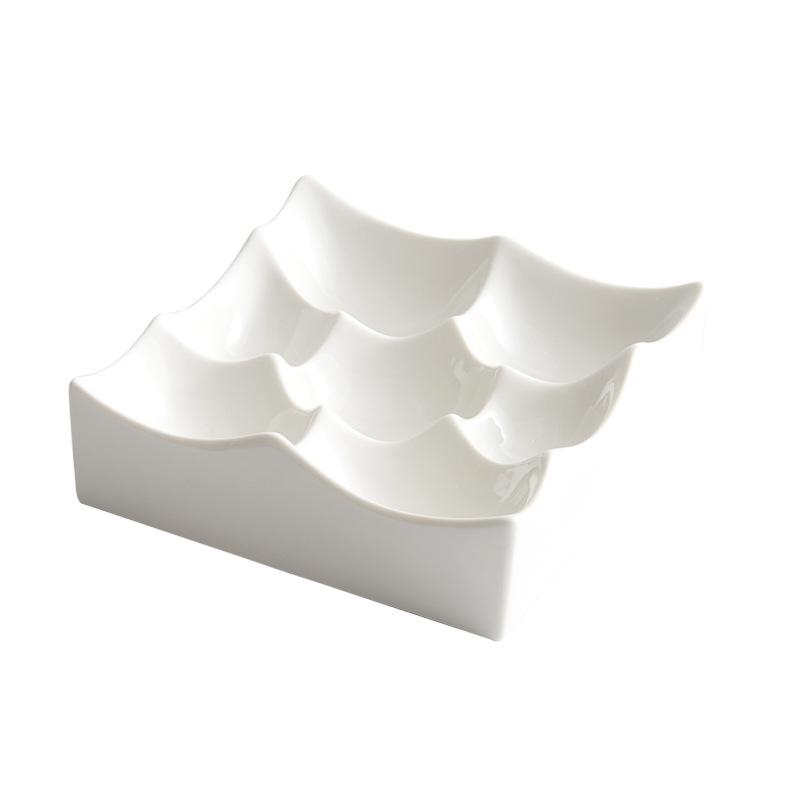 Special-shaped Multi-grid Exquisite Small Salty Cold Dish Plate Ceramic High-end Hotel White Tableware Combination Snack Platter