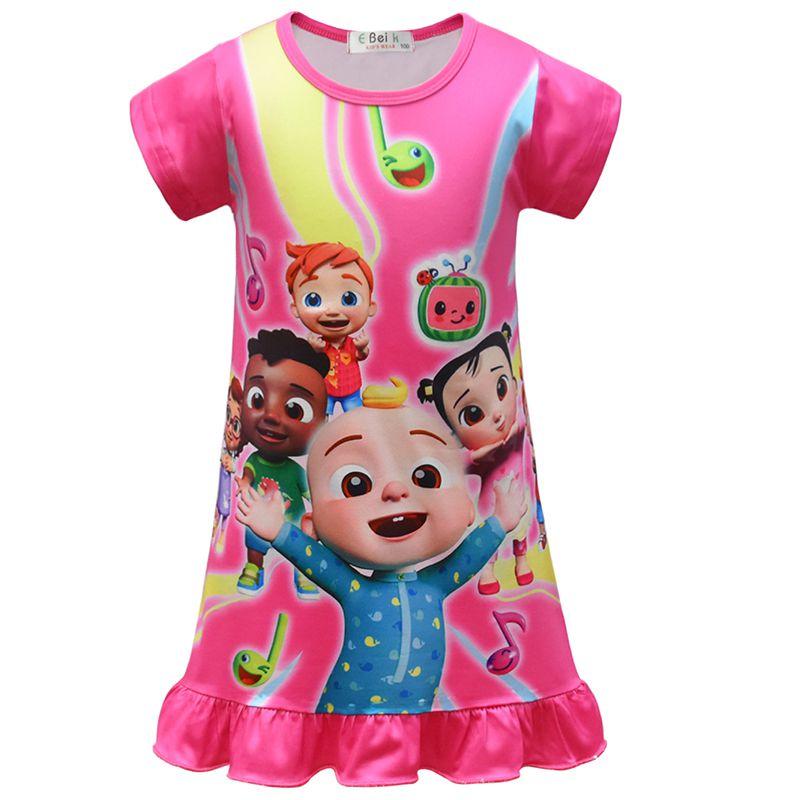 Entzückendes Cocomelon Mädchen-Nachthemd mit kurzen Ärmeln und weichem, atmungsaktivem Material