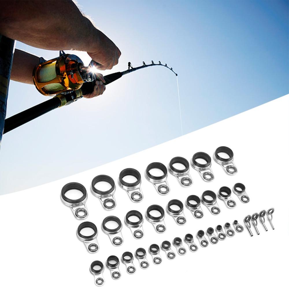 33PCS Multiple Sizes Fishing Rod Guides with Ceramic Loop Raft Line Ring  Fishing Rod Repairing