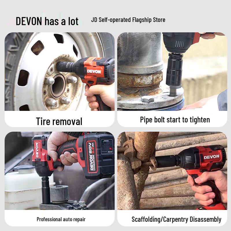 Devon 20V Borstlös Sladdlös Slagnyckel, 350N·m Vridmoment CN-kontakt (adapter ingår)