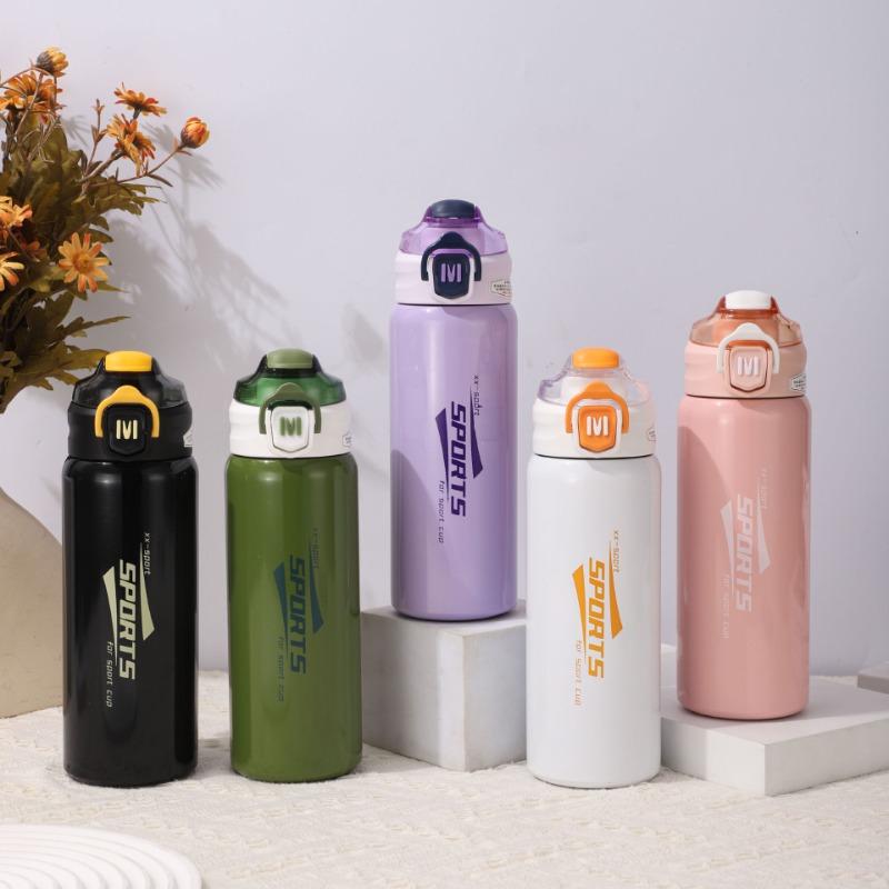 600ml Isolierte Sport-Wasserflasche mit Klappdeckel, Auslaufsicheres 316 Edelstahl-Thermos für Outdoor und Fitnessstudio