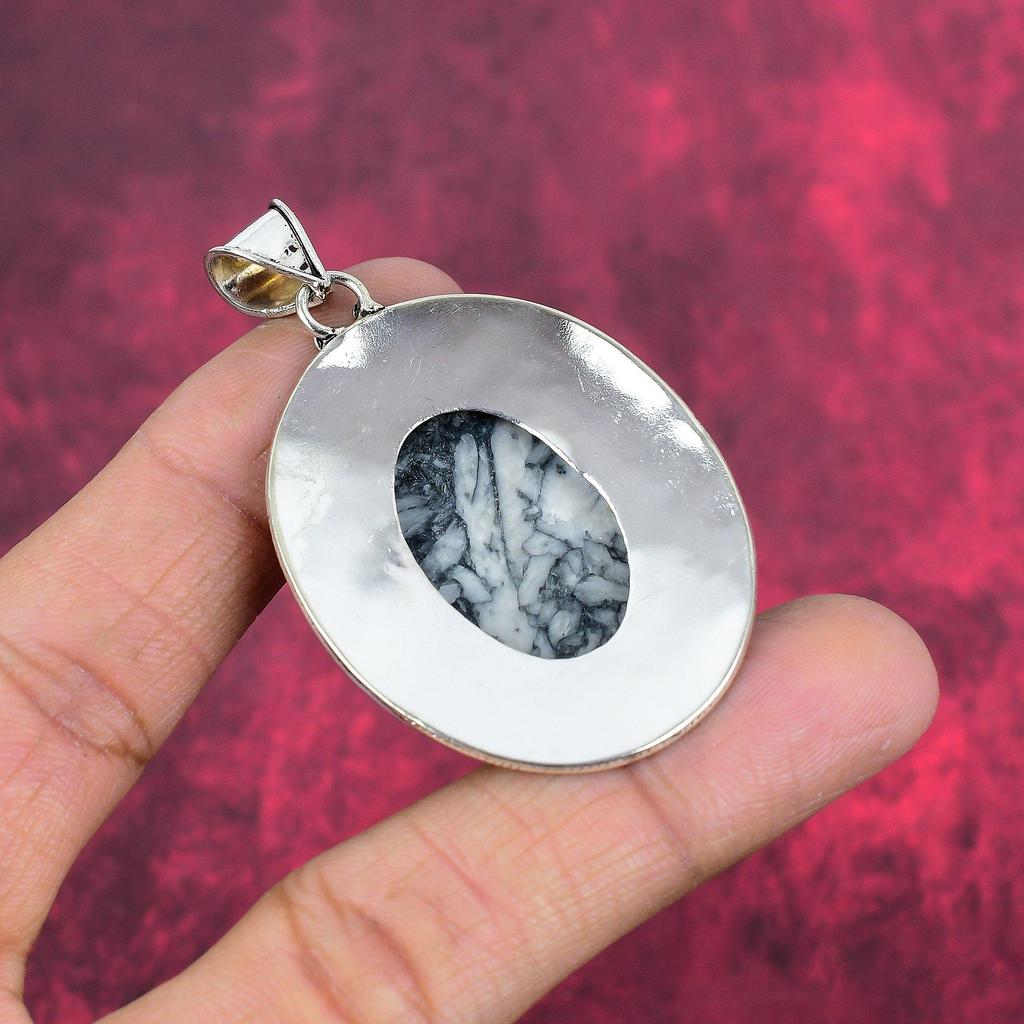 Pinolitt Jaspis 925 Massiv Sterlingsølv Anheng, Håndlaget Edelstensanheng Smykker, Gaver Til Kone Helt Nytt Anheng