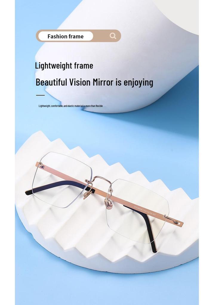 Men's Titanium Rimless Blue Light Blocking Glasses for Office and Business Use - Lightweight, Luxury, Fits Myopia Lenses, Unisex