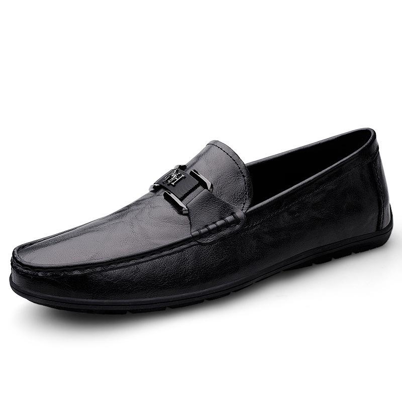 Loafers men's shoes leather overalls Doudou shoes casual shoes Korean version lazy driving shoes one pedal driver shoes