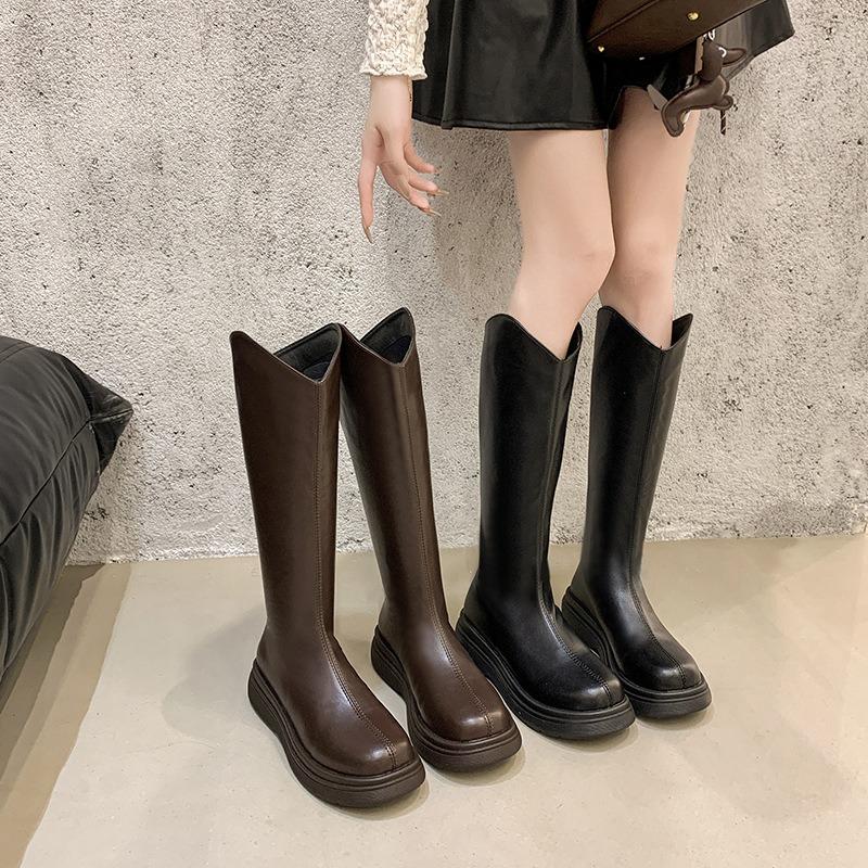 Thick-soled boots for women's new autumn, but knee height, small boots, thin and versatile boots