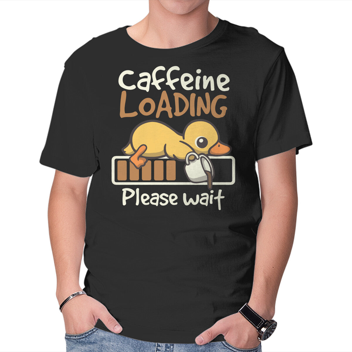 Unisex Crew Neck T-Shirt Caffeine Loading Graphic Short Sleeve Casual Tee L