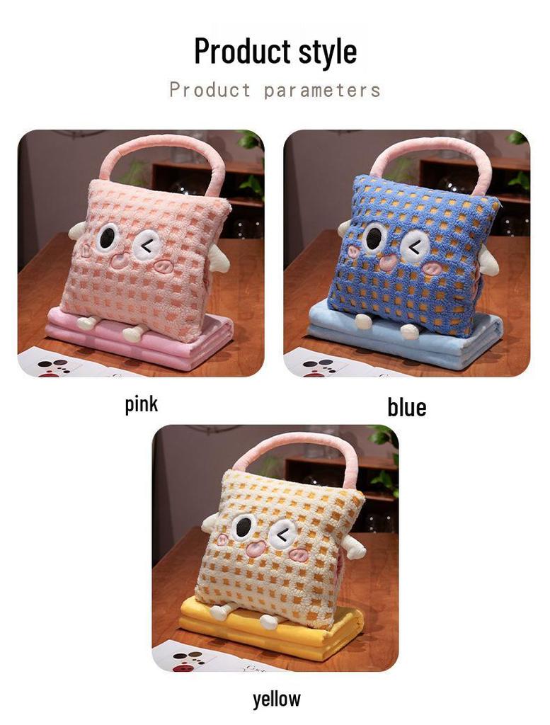 Cartoon Dopamine Lambswool 3-in-1 Pillow: Office Nap, Sofa Cushion, Car Backrest