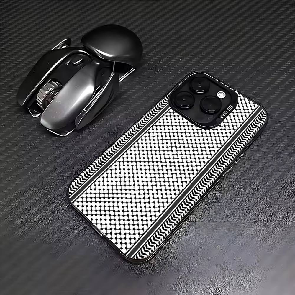 P-Palestine-S Hattah Keffiyeh Phone Case For iPhone17,16,15,14,13,12,11 Plus,Pro Max Colored Silver Plated Inside Cover