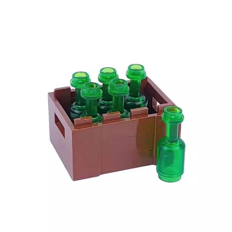 MOC City Scene Building Blocks Food Accessories Vegetable Fruit Shopping Cart Wine Bottle Toy