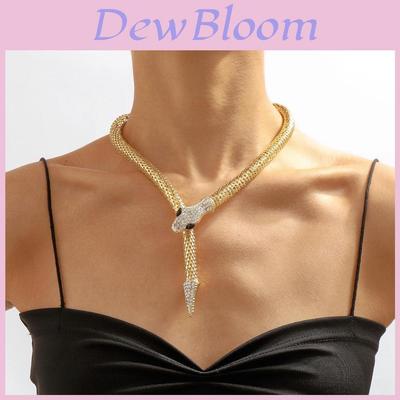 N9274 Exaggerated Snake Necklace Punk Hip-hop Style Jewelry With Micro-inlaid Glass Diamond