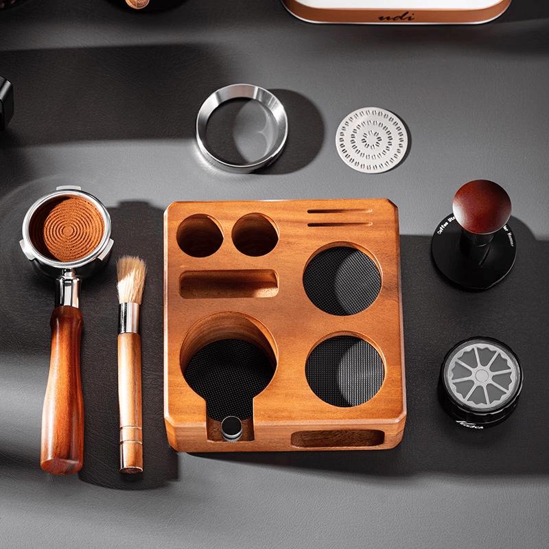 Walnut Wood Coffee Tamping Station