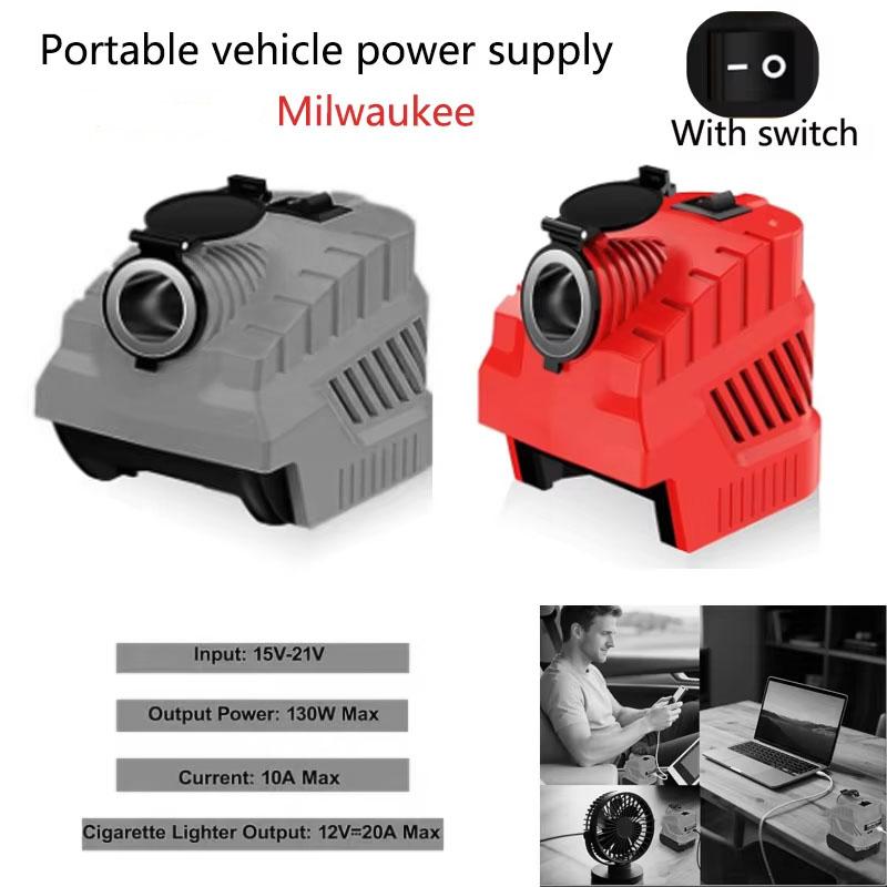 Zigarettenanzünder-Schnittstelle Stromversorgung für Dewalt/Milwaukee 18V Li-Ionen-Akku DC 12V Abwärtswandler Regler mit USB Typ C