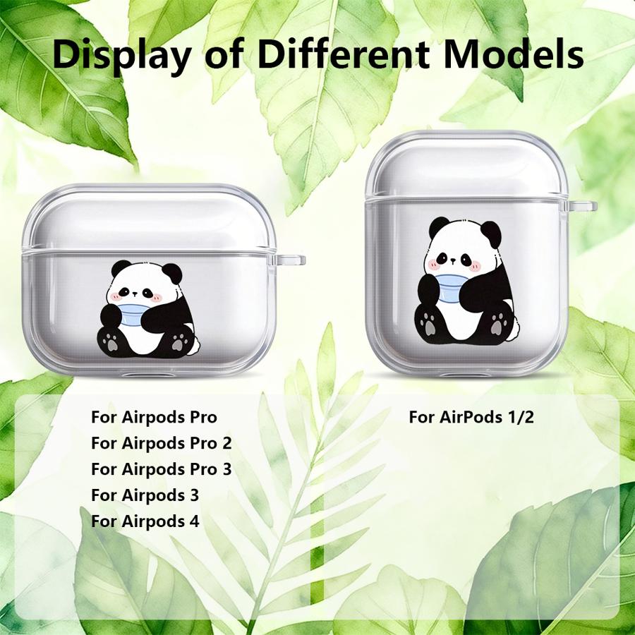 Süße Panda Transparente Kopfhörerhüllen Hülle für Airpods 3 Pro2 Pro3 4 Pro 1 2