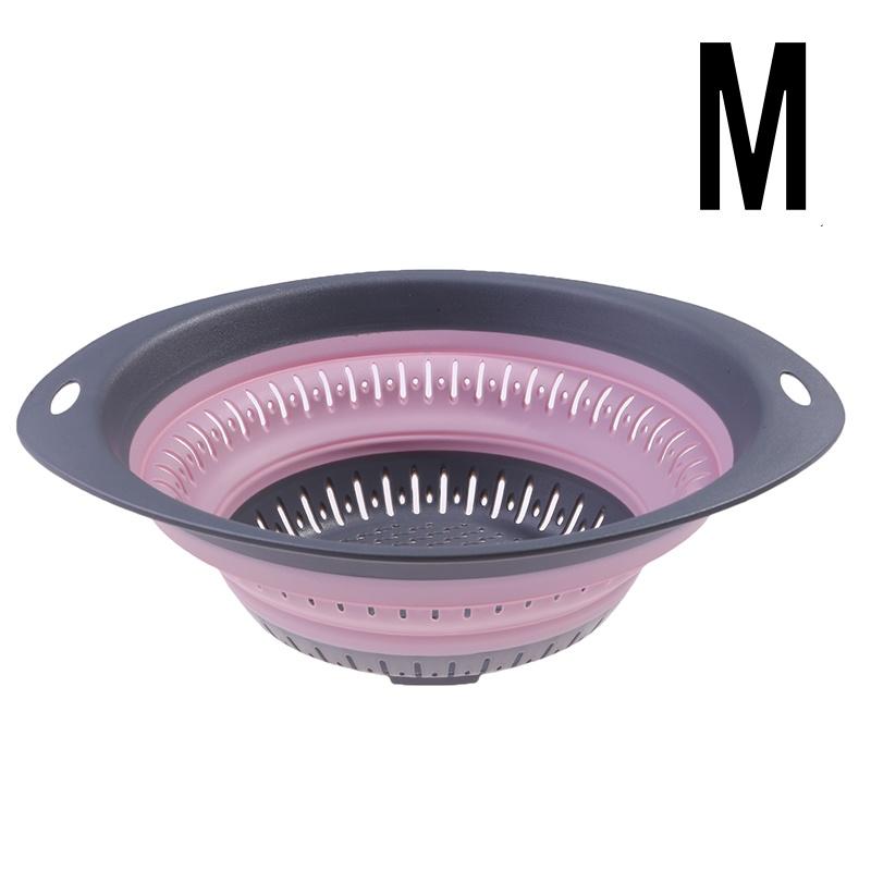 Silicone Kitchen Foldable Storage Basket Collapsible Colander Strainer Fruit Vegetable Washing Kitchen Drainer Filter Organzier