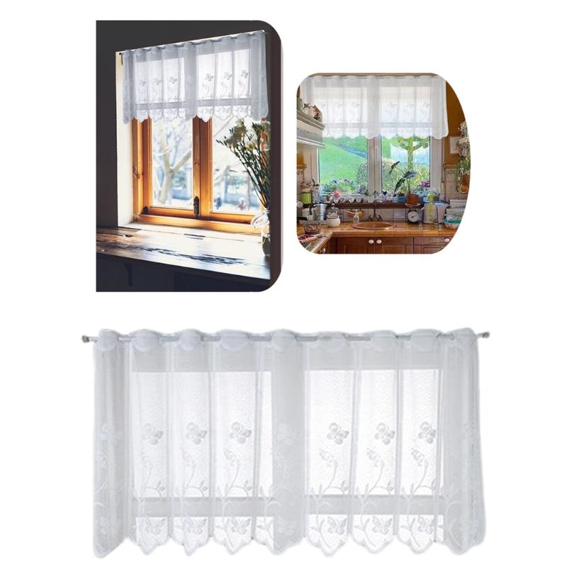 Country Style Sheer Curtain with Romantics Lace Design, Perfect for Dividing Space,for Timelessly and Gracefuls Home