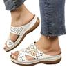 Hollowed-out Thick-soled Shoes One-line Slippers Women's Wedge Heels Flower-stitched Beach Flip-flops