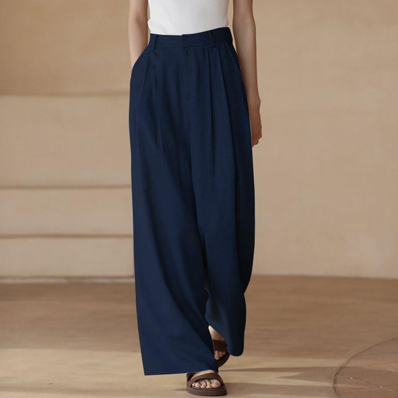 2026 Spring Slimming Women's Cotton Linen Wide-Leg Trousers - Casual Resort Style