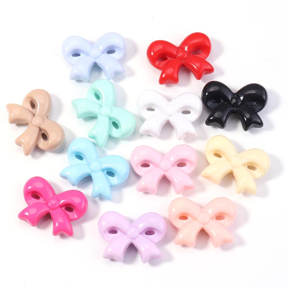 

10pcs 23.5x31mm Acrylic Bow Beads Colorful Bowknot Loose Spacer Bead For Jewelry Making DIY Bracelet Phone Key Chain Accessories