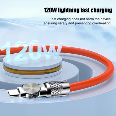 Drehbarer Winkel USB C Kabel 120W Schnellladung für Xiaomi Handy-Ladegerät