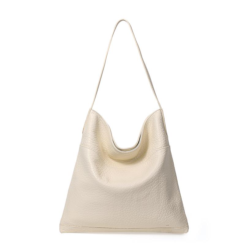 Genuine cowhide leather women's shoulder bag, stone pattern, large capacity travel hobo bag, underarm large bag