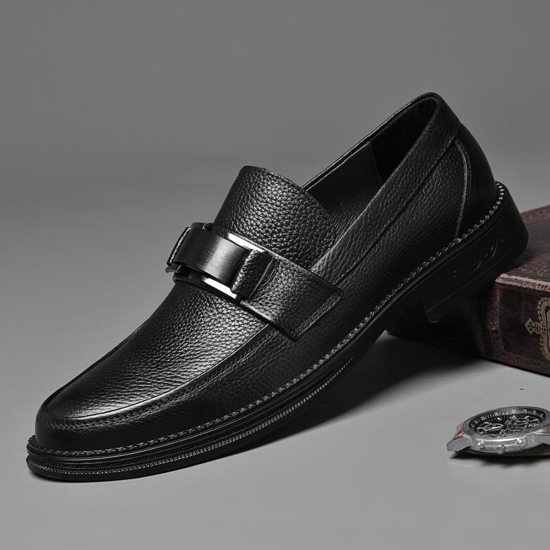 Fashion Men's Solid -Color Casual Loafers For Autumn And Winter Comfortable Soft -Soled Business Office Shoe And Metal Buckle Lazy Shoes