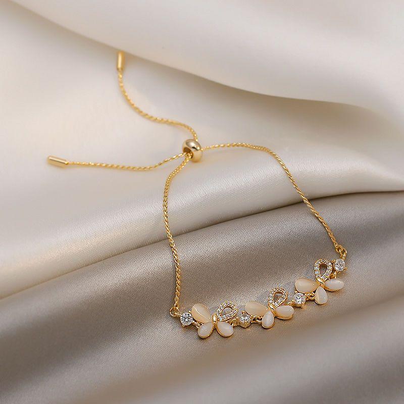 Korean Natural White Stone Butterfly Bracelets Stainless Steel for Women New Fashion Classics Jewelry Gifts
