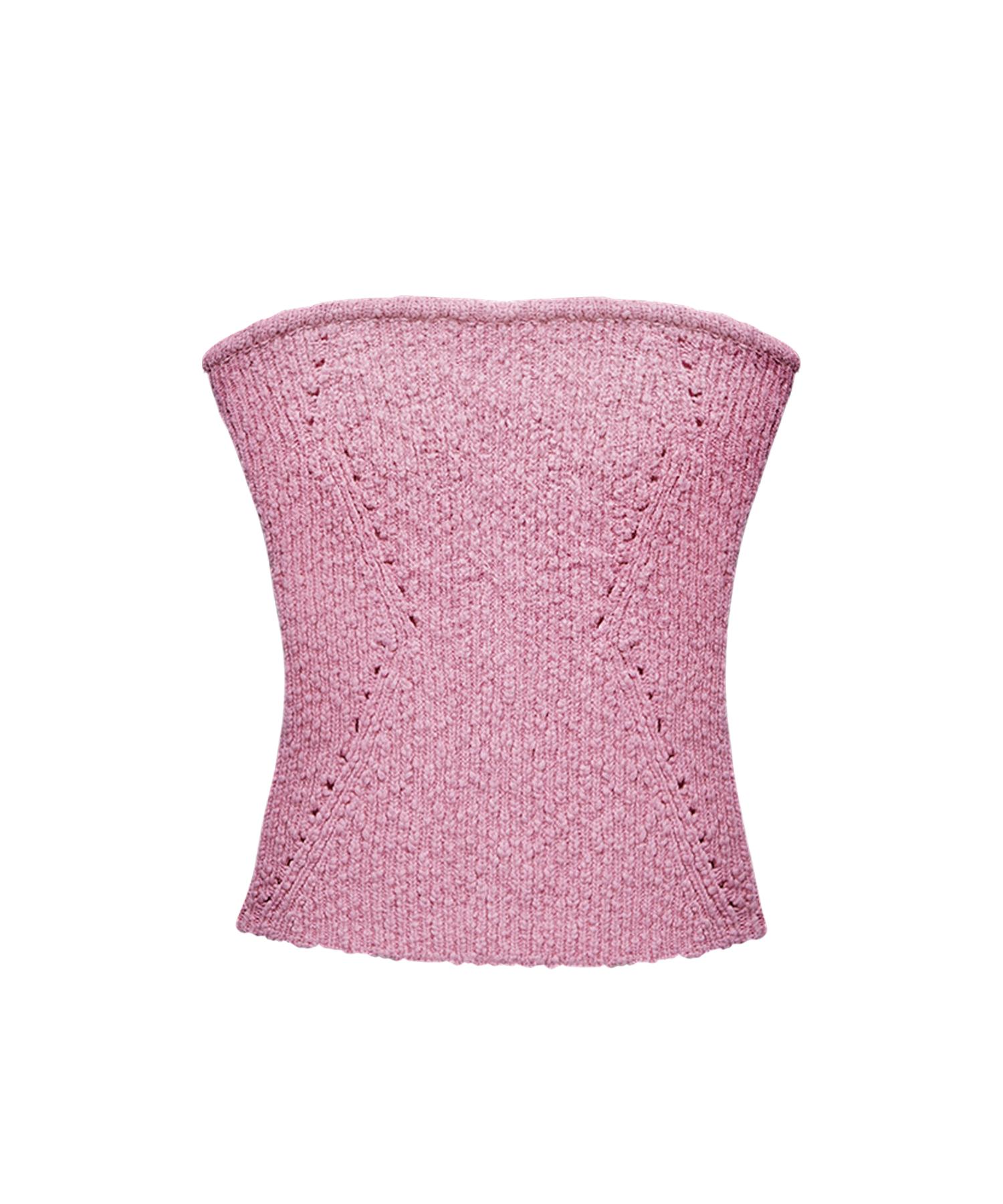 Instant Punk Eyelet Knit Tube Top - Pink Pink/Free