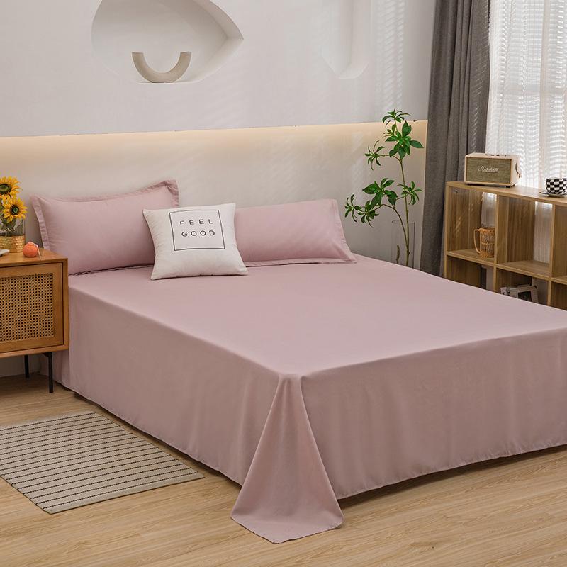 Solid Color Washed Cotton Bed Sheet Set - Fitted Sheet & Duvet Cover for Dorms