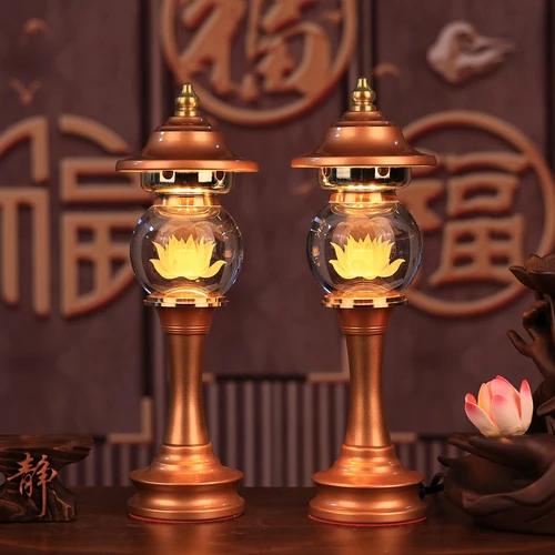 2pcs crystal 7color variable lotus candlestick household supply Buddha feng shui