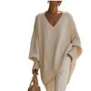 Women's European & American Autumn/Winter Round Neck Pullover Knitwear - Loose Fit, Solid Color Dress