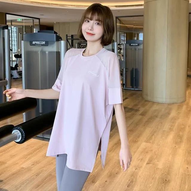Women's Loose Quick-Dry Mesh Yoga T-Shirt - Large Size, Short-Sleeve, Summer Fitness Top